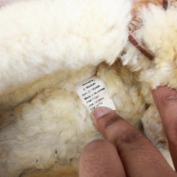 LL BEAN Brown Suede Shearling Lined Wicked Good Moccasin Slippers 8 M - Picture 7 of 10